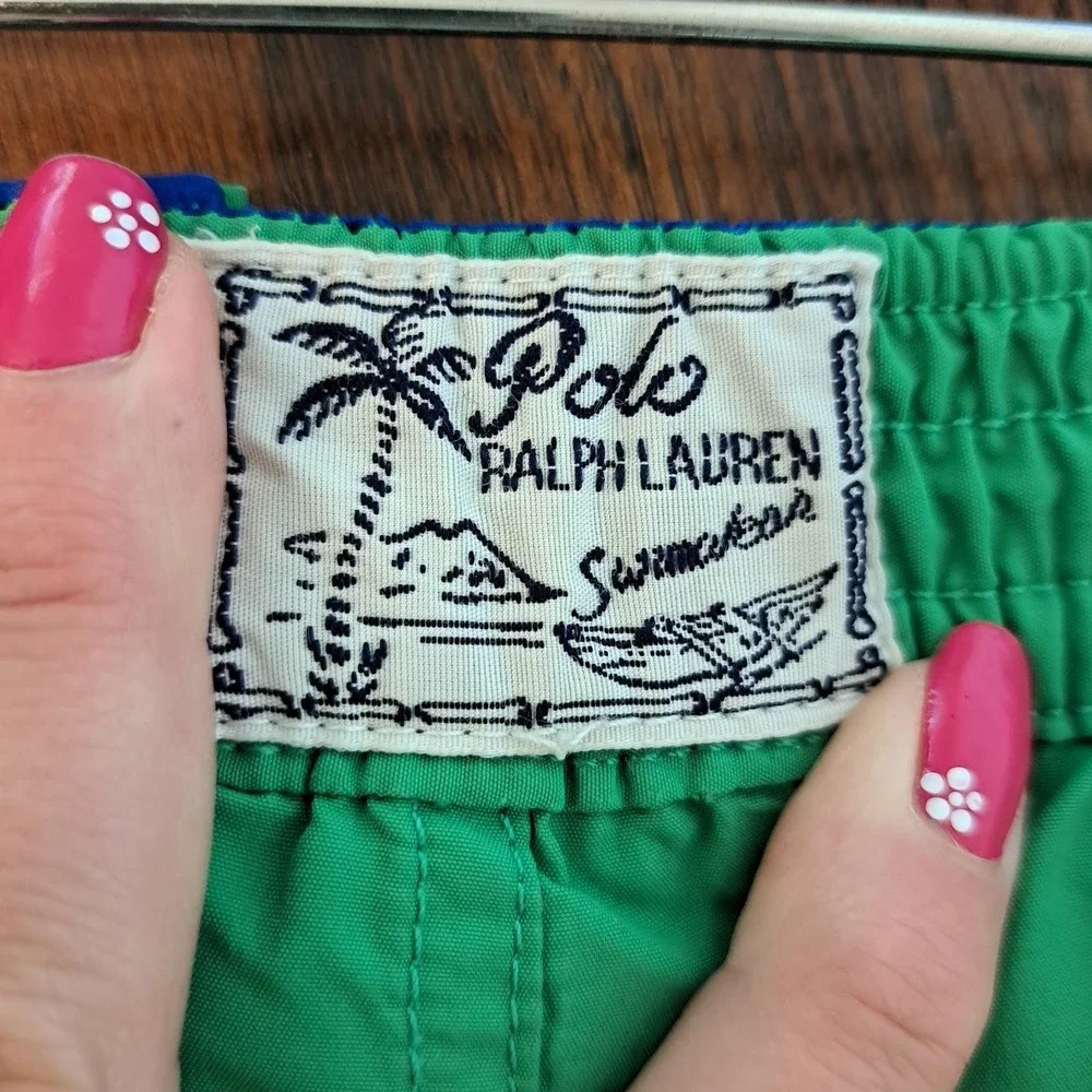 Polo Ralph Lauren Kids Green Swim Trunks Board Shorts Pony Logo 2T